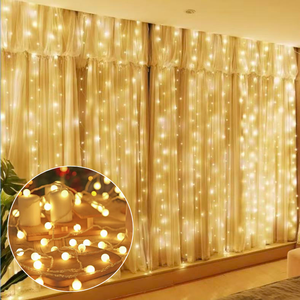 Warm White LED Globe Curtain Lights 3mX1m 10 Lines Waterproof Light up for Christmas Home Decor Party Ambience in Philippines