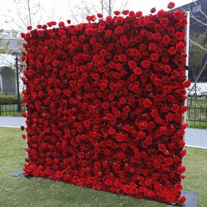 OEM Wedding Valentine's Day Wall Decorations 8ft Roll Artificial Silk Floral Panel 5D Rose Backdrop Eco-Friendly UV