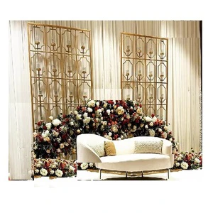 Stylish Diamond Cut Metal Candle Wall Decor Glorious Wedding Reception Stage Candle Walls Lavish Wedding Stage Metal Candle Wall