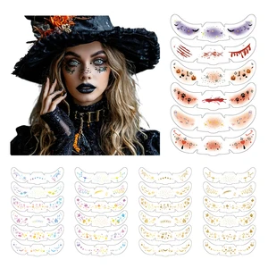 Wholesale 6pcs Pack Holographic Sparkle Face Speckles Makeup Patches Temporary Glitter Halloween Freckles Tattoo for Festival