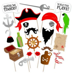 22PCS/Set Funny Pirate Theme Photo Props Party Decoration Photography Booth Supplies
