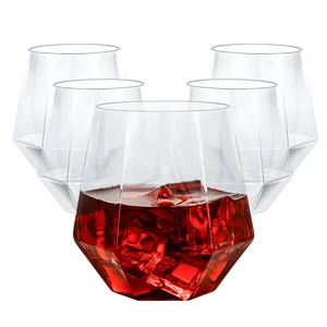 Wholesale Custom Logo Disposable Hard Plastic Wine Glasses Reusable Unbreakable Cup Clear Stemless For Wedding Party Events Bulk