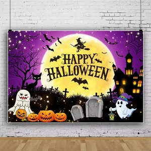Halloween Backdrop Photography Parties Decorations Creepy Ghost Scary Photo Backdrop Pumpkin Background Promotional Flags Banner