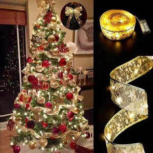 10M Christmas Ribbon String Light Battery Operated Ribbon LED Light Xmas Gift Christmas Tree Decoration