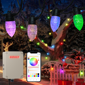 Outdoor Christmas LED Bulb String Lights RGBW DC24 36V IP65 Waterproof Music Sync LED String Lights for Patio Garden Decor