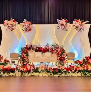 New Arrival Professional Wedding Decoration Props Backdrop Luxury Modern Elegant White Acrylic Wall with LED Light