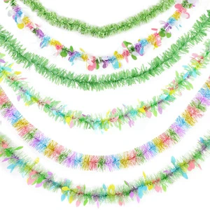 DIY 2m Easter Garlands Egg Easter Wreath Spring Party Green Stripe Tinsel Twist Colorful Egg Easter Ornament Garland