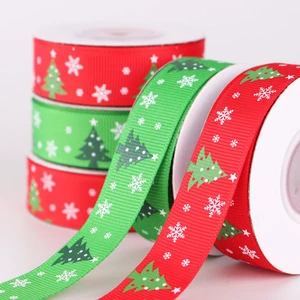Spot Wholesale Cheap Red 2CM Christmas Tree Ribbon Roll Polyester Woven Tapes Ribbed Ribbon