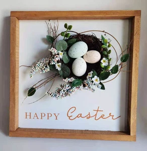 Manufacturer Handmade Art Craft Home Wooden Hanging Decor Easter Decoration With Egg