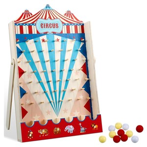 Teens Adults Carnival Theme Wood Board Game Birthday Party Decor Supplies Activities Disk Drop Game with 10 Disks
