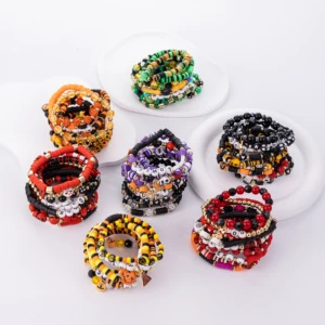 Songfu Customized 2025 Halloween Jewelry Spooky Pumpkin Ghost Monster Beads Bracelets Set