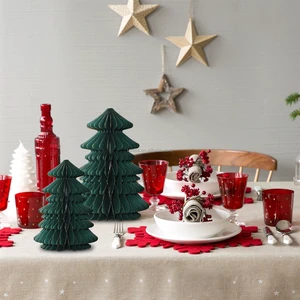 Paper Tree Honeycomb Paper Christmas Festival Tree Hanging Ornaments with Magnets Xmas Home Decorations