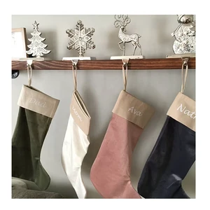 Wholesale Solid Color Stocking Christmas Soft Package Velvet Stocking Custom Christmas Stocking