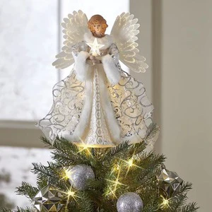 Resin Angel Decoration for Home Courtyard LED Christmas Tree Stand Accessories Elegant Christmas Tree Angel