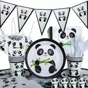Panda Birthday Party Decoration Props Festival Panda Party Tableware Set Paper Cups Tissue Popcorn