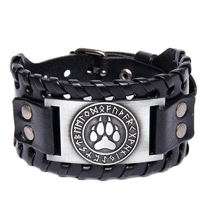 In Stock Celtic Pagan Jewelry Talisman Nordic Viking Bracelet Wolf Paw with Fenrir Amulet