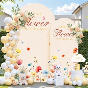 Eco Friendly Custom Design Argonized Silk Fabric Backdrop For Graduation Father Day Birthday Diwali Party Hanging Arch Decor