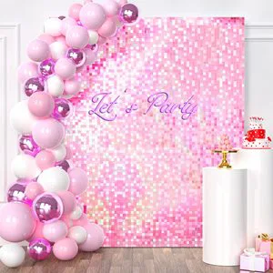 Sequin Shimmer Wall Backdrop Pink Square Sequin Backdrops Panels Birthday Party Wedding Engagement Christmas Decorations