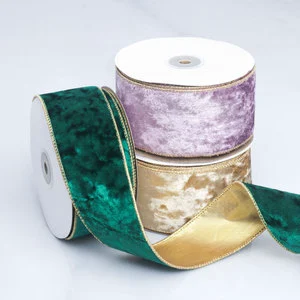 High Quality Floral Grosgrain Christmas Velvet Ribbon Spool 5cm/2