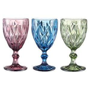 European Nordic Colored Clear Glass Red Wine Glassware Flutes Goblets Champagne Brandy Shot Vintage Wine Glass Set Wedding Party