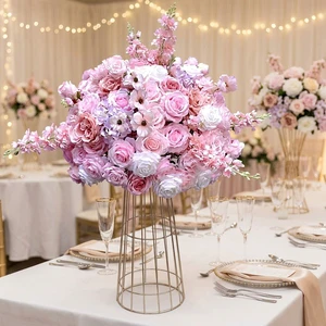 HaoMing HMHQ028 High Quality Pink Flower Ball Table Centerpiece Modern Baby Pink Floral Arrangement Wedding Party Decoration