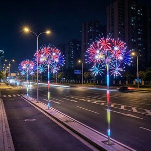 Multi-head LED Firework Tree Light Waterproof Outdoor Street Road Landscape Holiday Decoration Pole Lamp For Urban Project