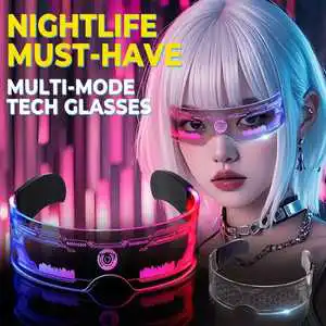 Stylish Multi-mode Full Color Bar Disco Party Wedding Festival Celebration Gathering Atmosphere Props LED Light PC Eyeglasses