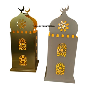 New Luxury Ramadan Lantern Ornaments Iron Muslim Eid Mubarak Metal Lanterns Home Decoration Supplies