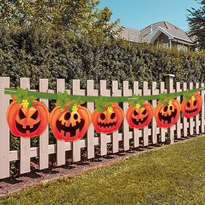 Cross-border Halloween Decorative Banners Pumpkin Strips Outdoor Courtyard Fence Bunting Atmosphere-Creating Decorations