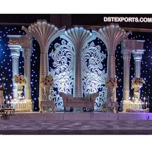Canadian Wedding Platinum Stage Decoration Asian Wedding Reception Night Stage Inspirational Wedding Stage Decoration