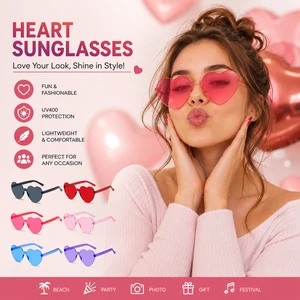 Heart Shaped Rimless Sunglasses Bachelorette Party Decoration Cool Sunglasses Colorful Plastic Festival Accessories