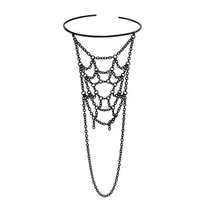 Halloween Jewelry Women Arm Ring Black Spider Web Bangle With Tassels