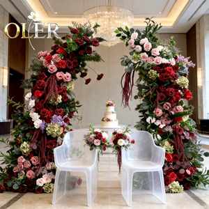 OLER Wedding Flowers Display Arch Wall Red Pink Rose Event Stage Floral Stand Background Wedding Decorative Backdrop