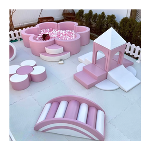 Pastel Soft Play Package For Party Rental Climbing Blocks Pink White Softplay Equipment Set Custom Playground Flower Mini Set