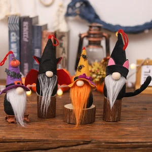 PARTYMENT Wholesale Spooky Halloween Desktop Decor Set Featuring Cartoon Bat Black Cat Forest Gnome Figurines for Party Scene