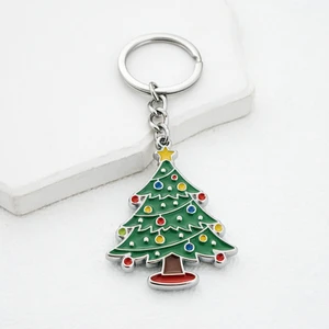 Factory Direct Soft Enamel Nickel Plated Zinc Alloy Christmas Tree Metal Keychain for Corporate Festive Promos