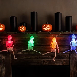Trending Halloween Skeleton LED String Lights 3M Warm White Spooky Ghost Fairy Lights For Party Indoor Home Garden Decoration