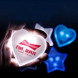 Happy Birthday Heart Plastic Flashing Light Up Mini Luminous Personal Promotion Led Tag Customized Button Name Badge Pin