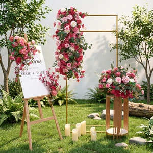 Wholesale High Quality Iron Arch Style Silk Flower Decoration Customize Table Centerpieces Ball Runner Wedding Backdrop Props
