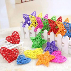 Colorful Peach Heart Rattan Woven Handmade Heart Wall Decorations for Wedding and Valentine's Day Kindergarten Decorations