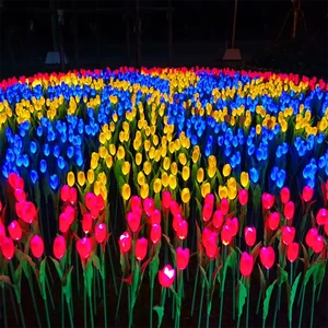 Outdoor Festival Decorations IP65 Rating Artificial LED Flower Lights With Spike Made Of Plastic