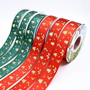 Polyester Ribbon Christmas 24H Sample Service Custom Printed Ribbon Festive Decorations Ribbons for Gift Wrap
