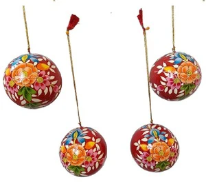 Kashmir Handmade Christmas Tree Stand Accessories Paper Mache Baubles and Ornaments