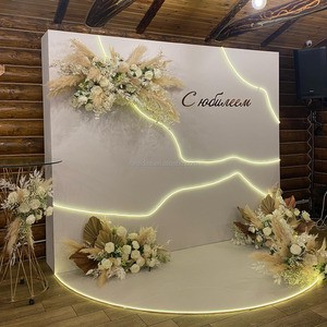 Hot Sale Wedding Supplies White Acrylic Pvc White and Gold Wedding Stage Backdrop Panel for Wedding Party Event Decorations