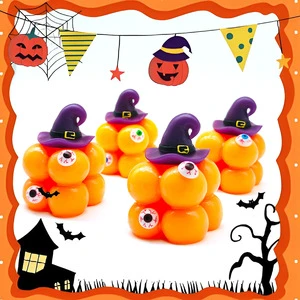 Halloween Cube Squishy Fidget Spooky Stress Relief Prank Toy Squeezeable Magic Cube with Pumpkin & Funny Gag Gift for Parties