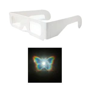 Popular Octopus BD50 Paper Cardboard Butterfly Diffraction Glasses White Frame PET Lenses for Party Fireworks Shows