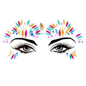 3D Sexy Face Tattoo Stickers Temporary Tattoos Glitter Tattoo Rhinestones Masquerade For Women Party Face Jewels
