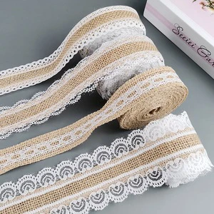 DIY Handicraft Linen Lace Trim Lace Linen Ribbon for Christmas Wedding Decoration
