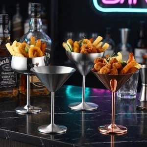 Luxury Custom Shatterproof Coupe Martini Glass Cups Heat Proof Stainless Steel Art Deco Margarita Cocktail Glasses for Parties