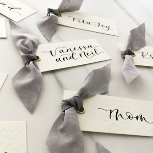 Wholesale Custom Printing Tent Wedding Table Name Grey Silk Seating Place Cards